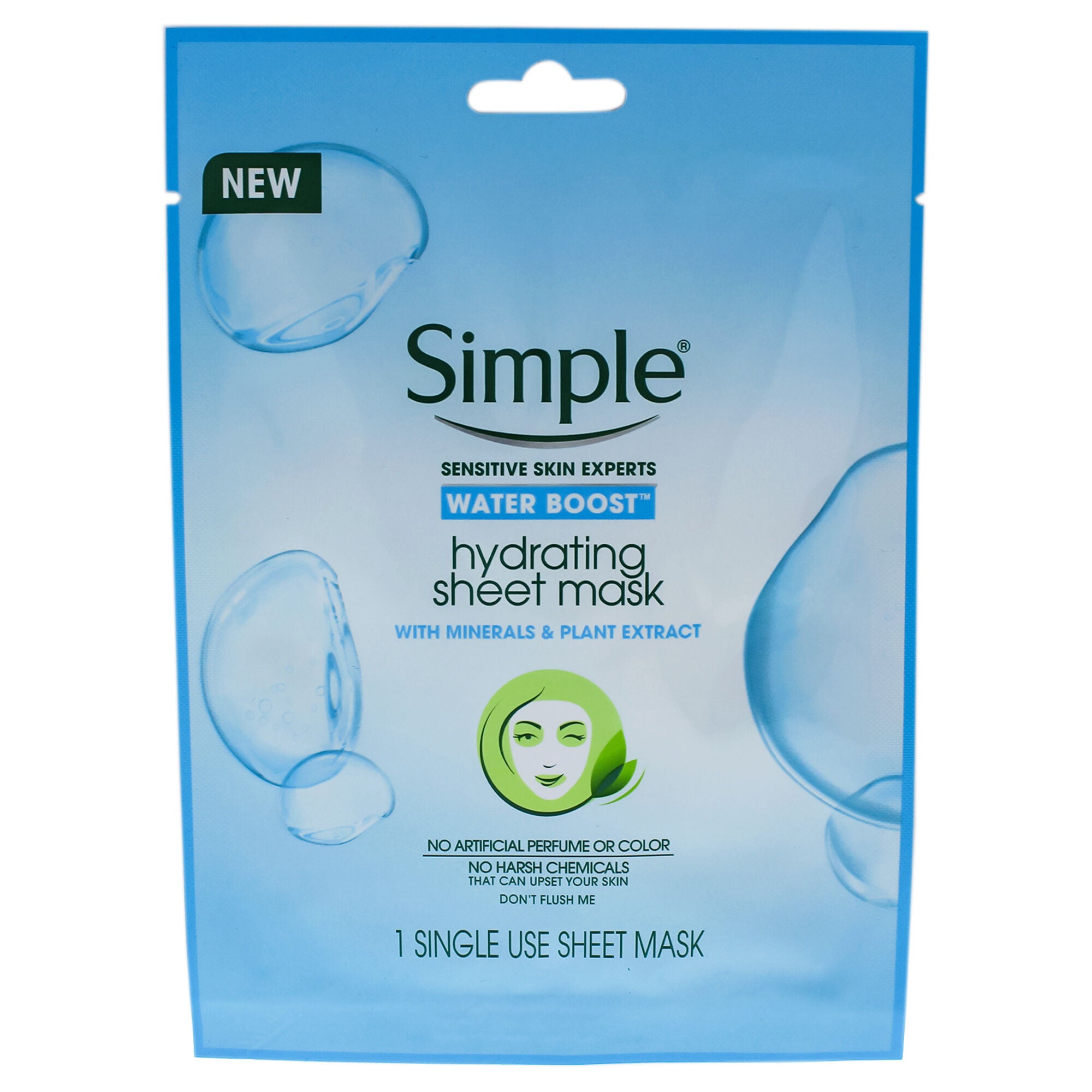 Water Boost Hydrating Sheet Mask by Simple for Women - 1 Pc Mask, See Description, alternate image number 1