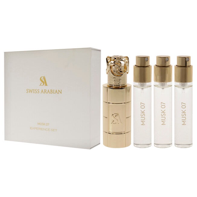 Musk 07 by Swiss Arabian for Unisex - 4 Pc Mini Gift Set 3 x 1oz Perfume Spray, Metal Case, NA, alternate image number null