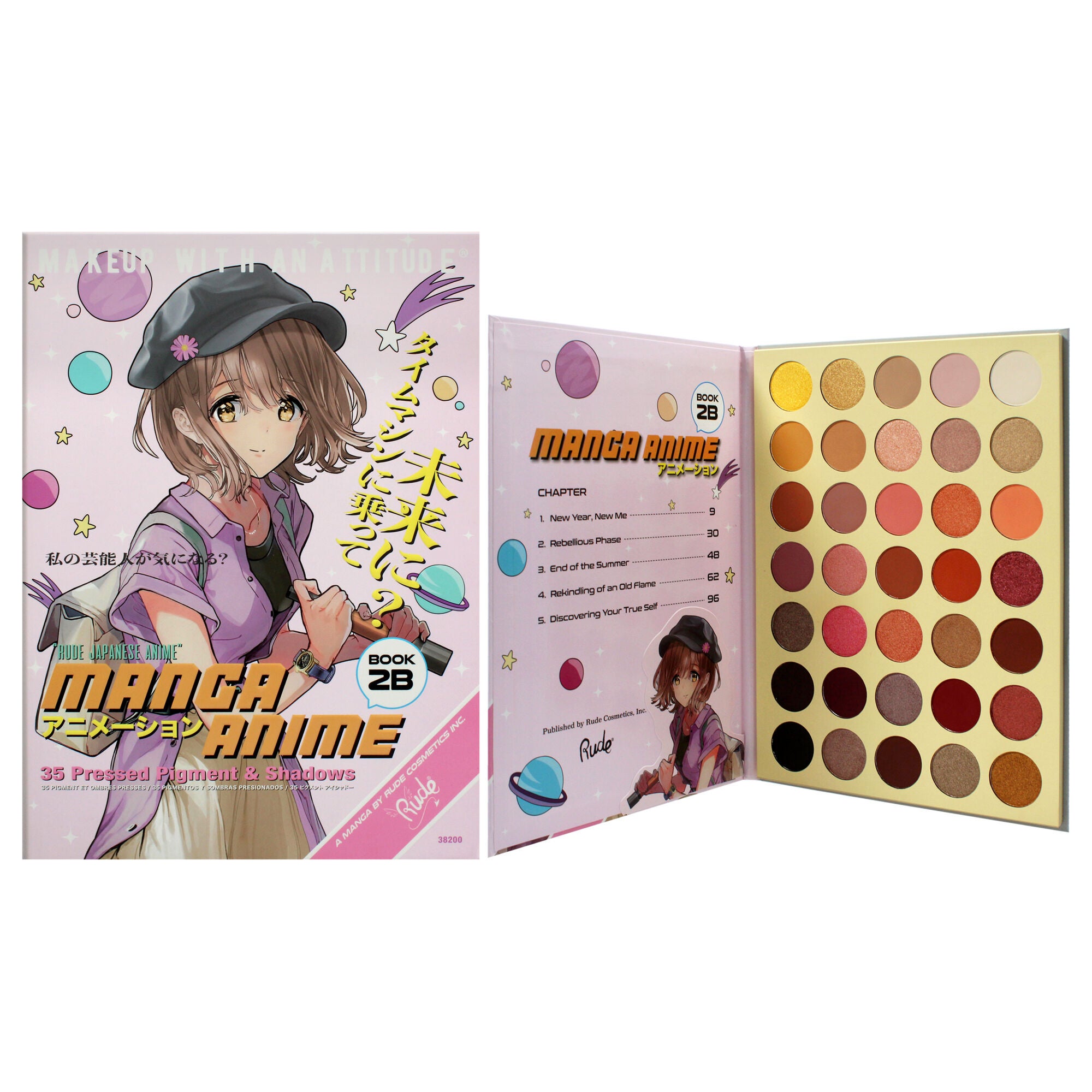 Manga Anime 35 Pressed Pigment and Shadow Book 2B by Rude Cosmetics for Women - 1.34 oz Eye Shadow, See Description, hi-res image number 0
