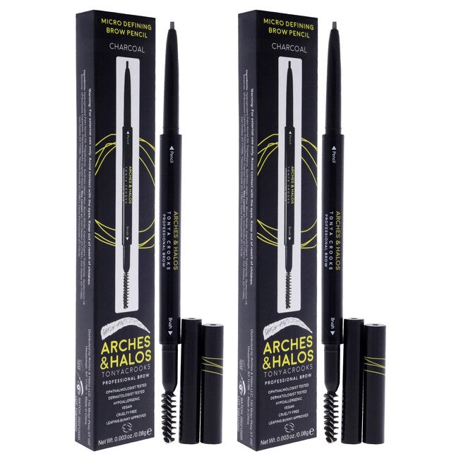 Micro Defining Brow Pencil - Charcoal by Arches and Halos for Women - 0.003 oz Eyebrow Pencil - Pack of 2, NA, alternate image number null