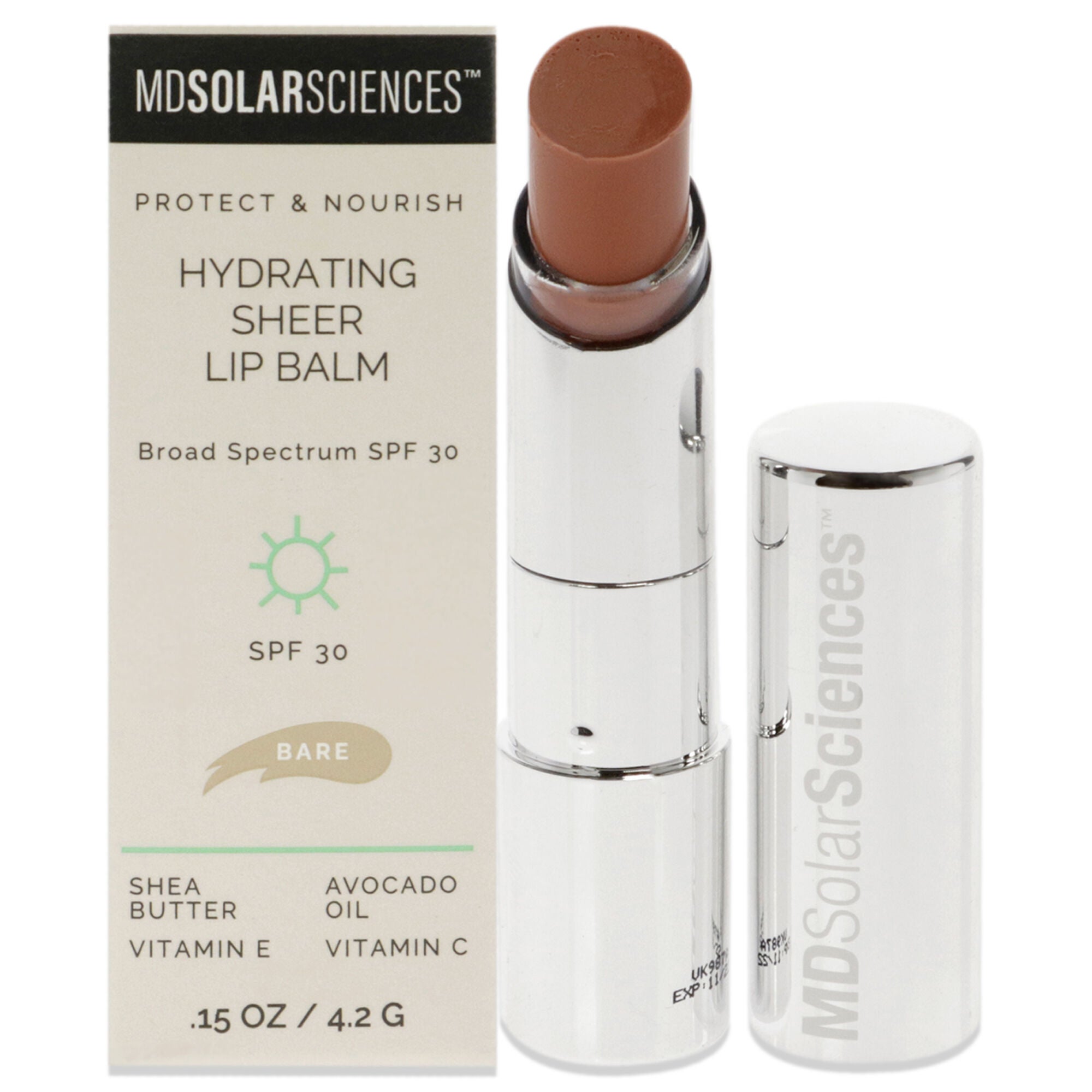 Hydrating Sheer Lip Balm SPF 30 - Bare by MDSolarSciences for Women - 0.15 oz Lip Balm, See Description, hi-res image number 0