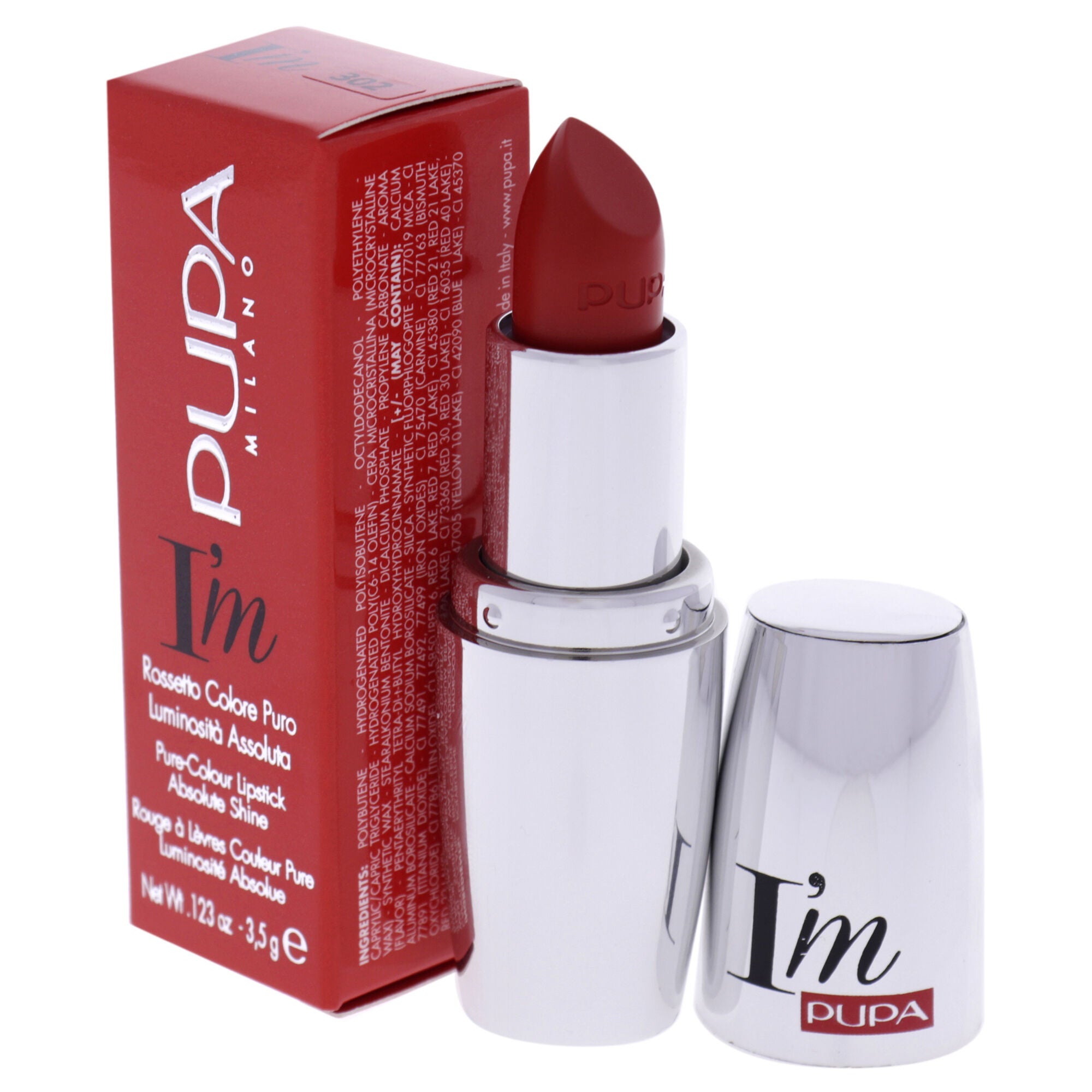 I Am Pure-Colour Lipstick - 302 Sizzling Orange by Pupa Milano for Women - 0.123 oz Lipstick, See Description, alternate image number 3
