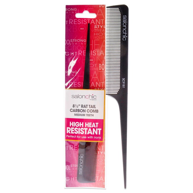 Rat Tail Carbon Comb High Heat Resistant 8.5 - Medium Teeth by SalonChic for Unisex - 1 Pc Comb, NA, hi-res image number null
