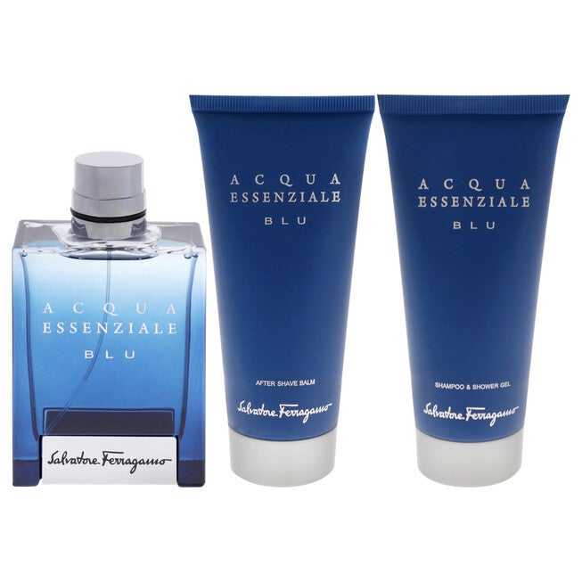Acqua Essenziale Blu by Salvatore Ferragamo for Men - 3 Pc Gift Set 3.4oz EDT Spray, 3.4oz Shower Gel, 3.4oz After Shave Balm, NA, alternate image number null