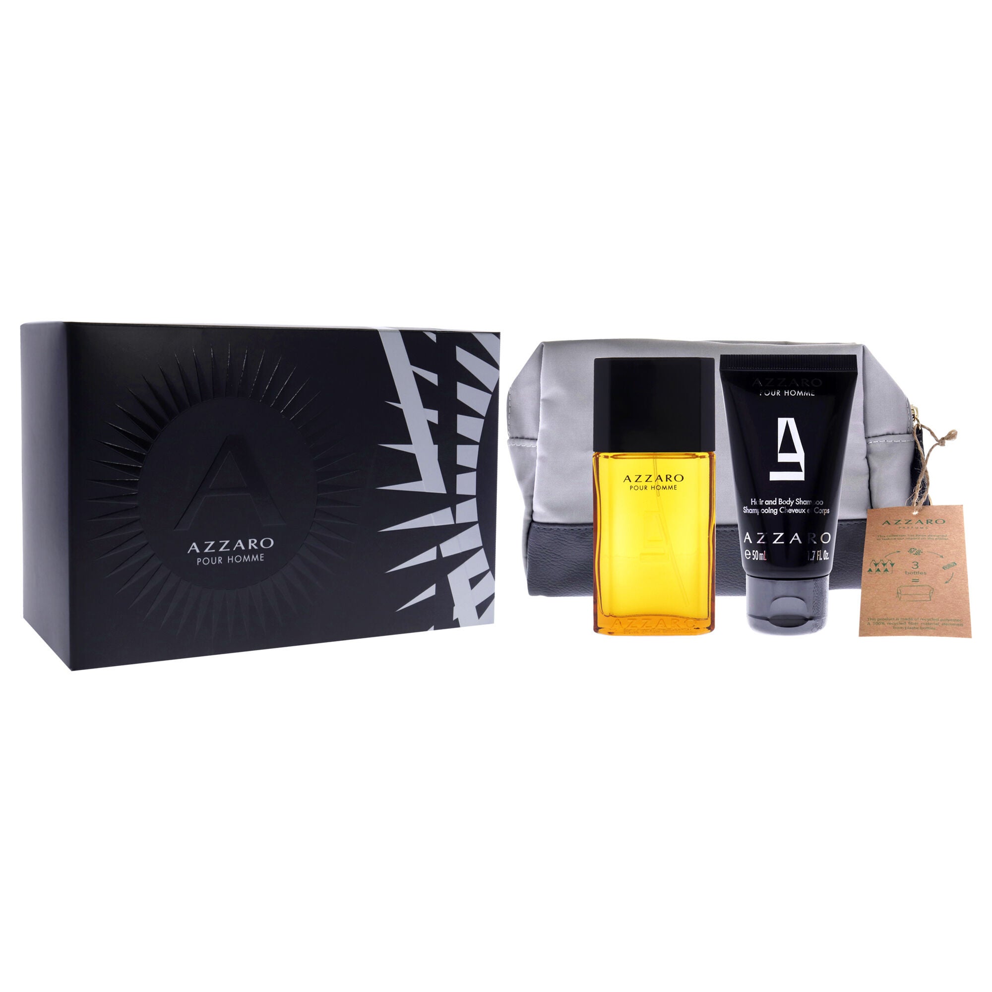 Azzaro by Azzaro for Men - 3 Pc Gift Set 1oz EDT Spray, 1.7oz Hair and Body Shampoo, Pouch, , alternate image number 5