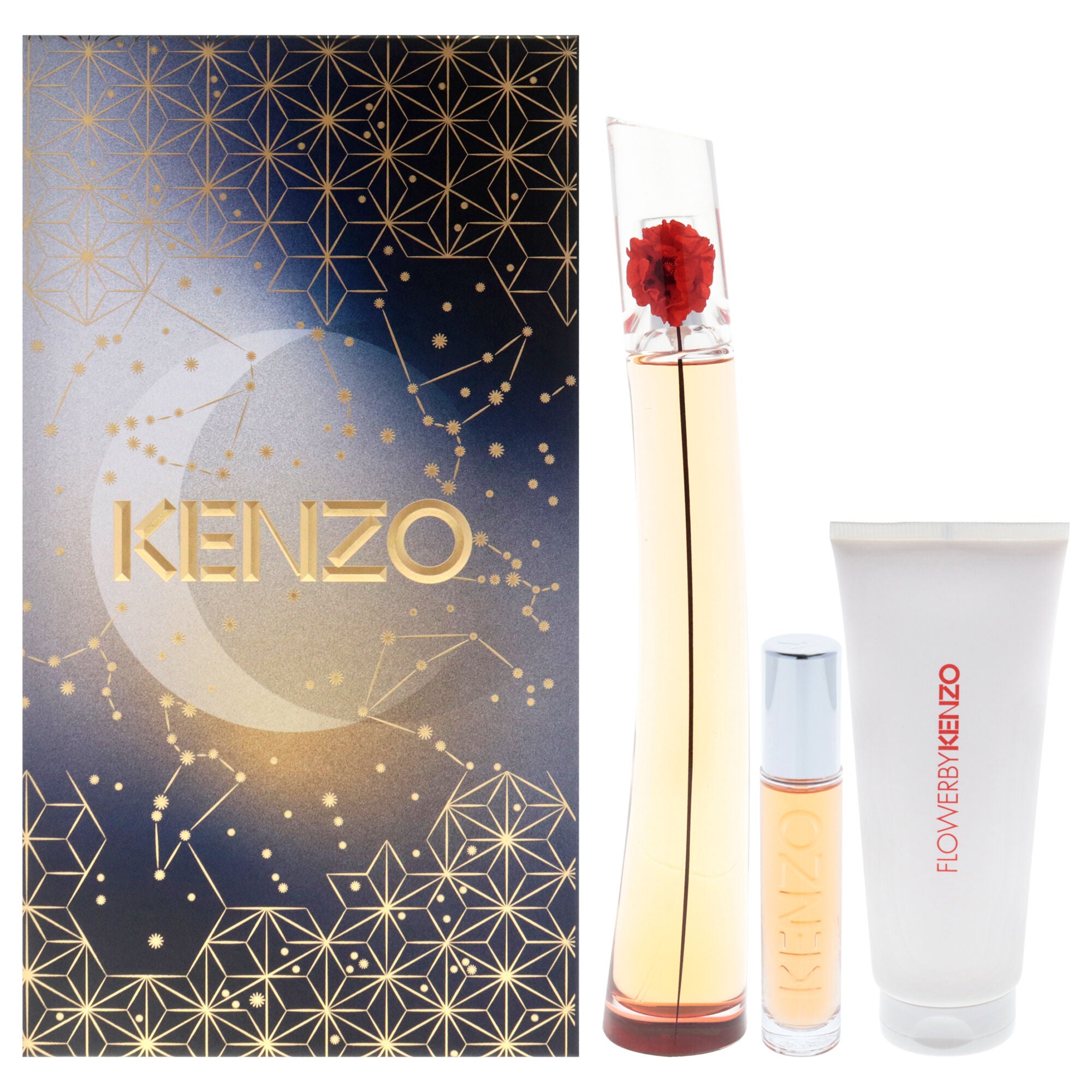 Flower LAbsolute by Kenzo for Women - 3 Pc Gift Set 3.3oz EDP Spray, 0.3oz EDP Spray (Refillable), 2.5oz Body Cream, See Description, hi-res image number 0