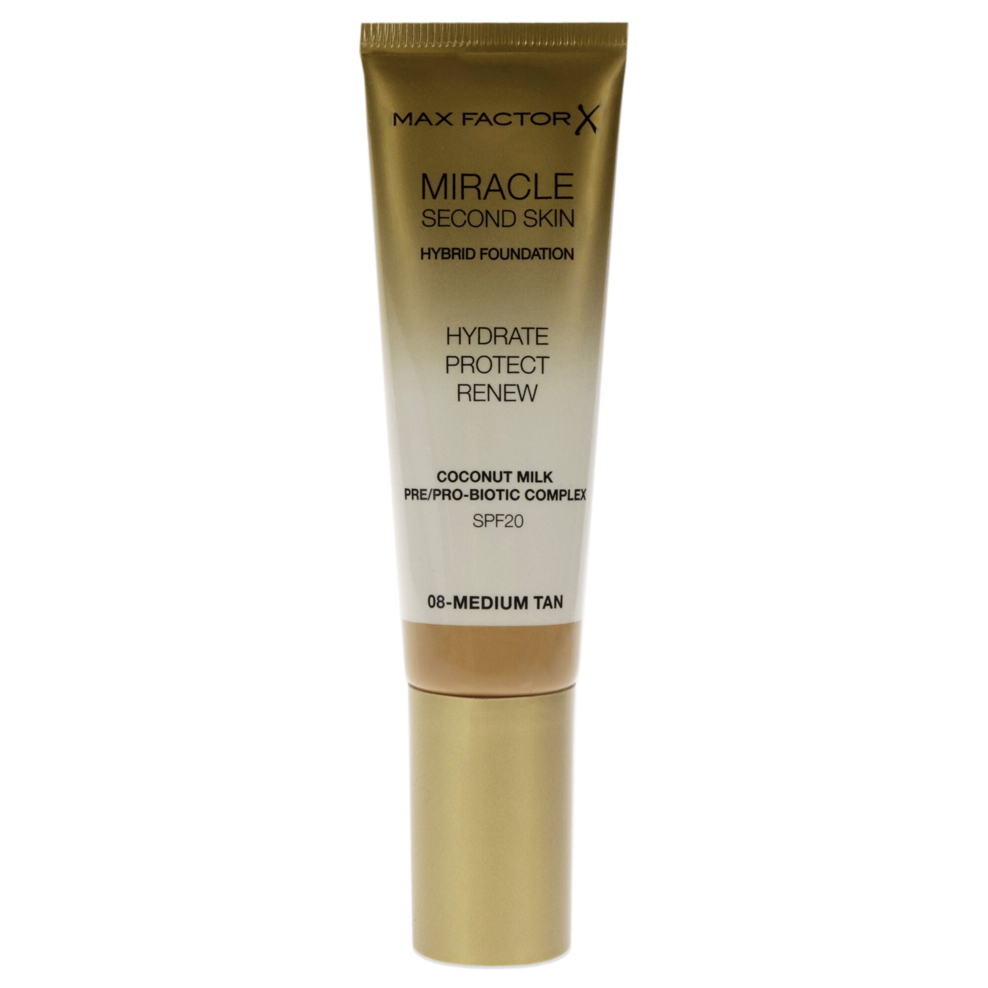 Miracle Second Skin Foundation SPF 20 - 08 Medium Tan by Max Factor for Women - 1.01 oz Foundation, See Description, hi-res image number 0