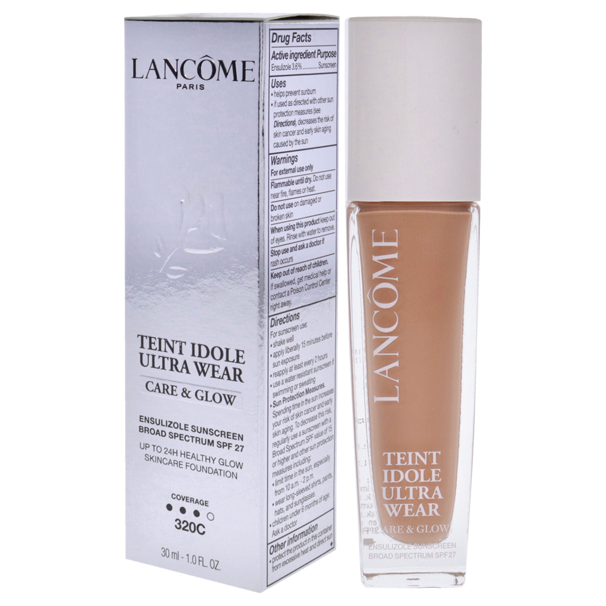 Teint Idol Ultra Wear Care and Glow SPF 27 - 320C Light medium With Cool Pink Undertones by Lancome for Women - 1 oz Foundation, See Description, alternate image number 3