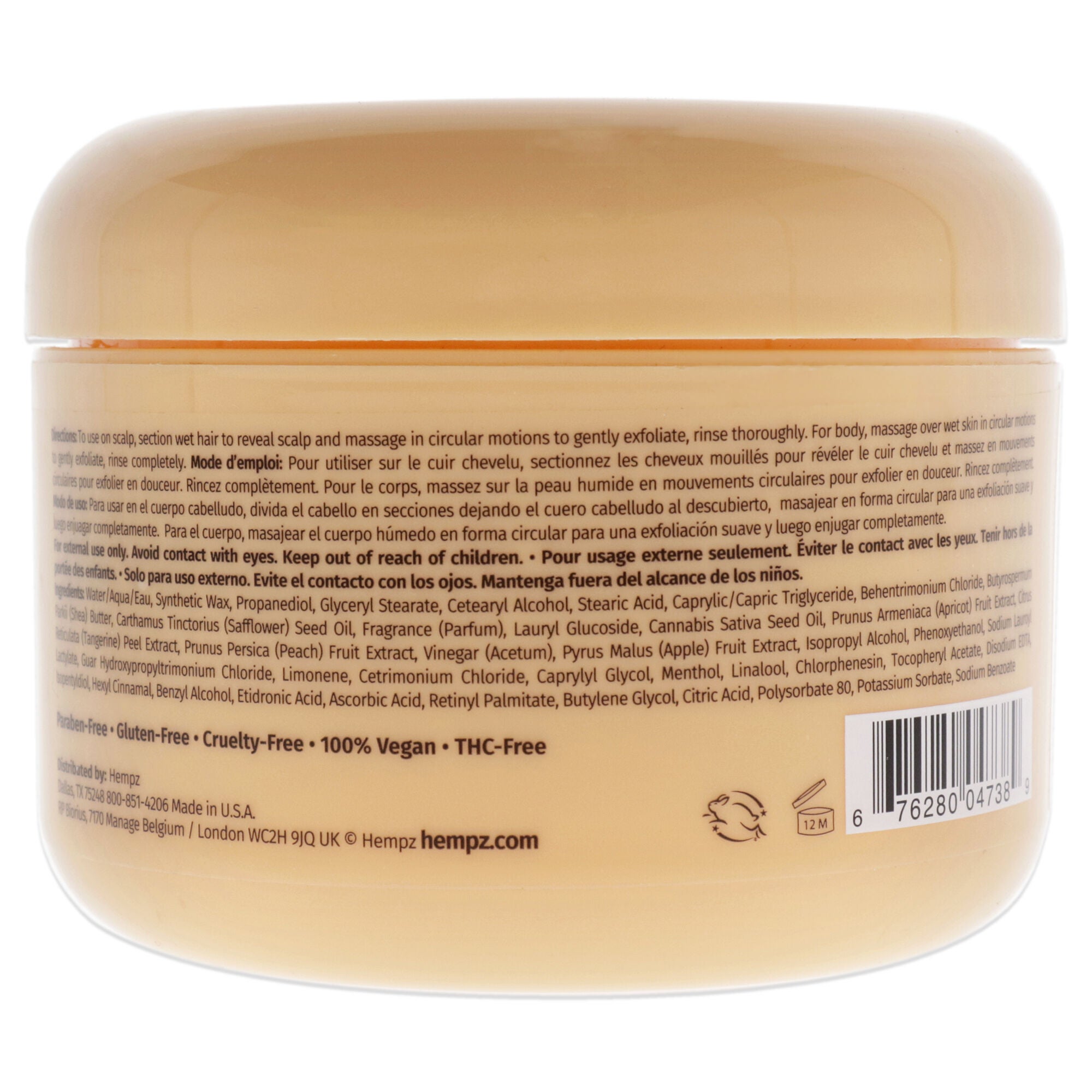 Apricot and Clementine Herbal Scalp and Body Scrub by Hempz for Unisex - 7.3 oz Scrub, , alternate image number 3