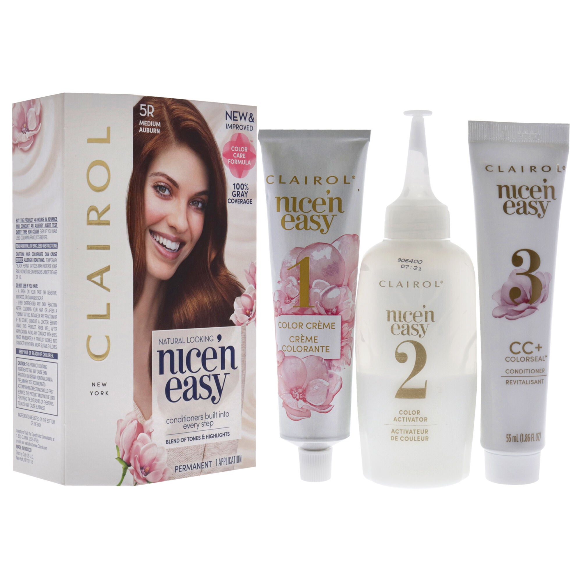 Nice n Easy Permanent Color - 5R Medium Auburn by Clairol for Women - 1 Application Hair Color, See Description, alternate image number 1