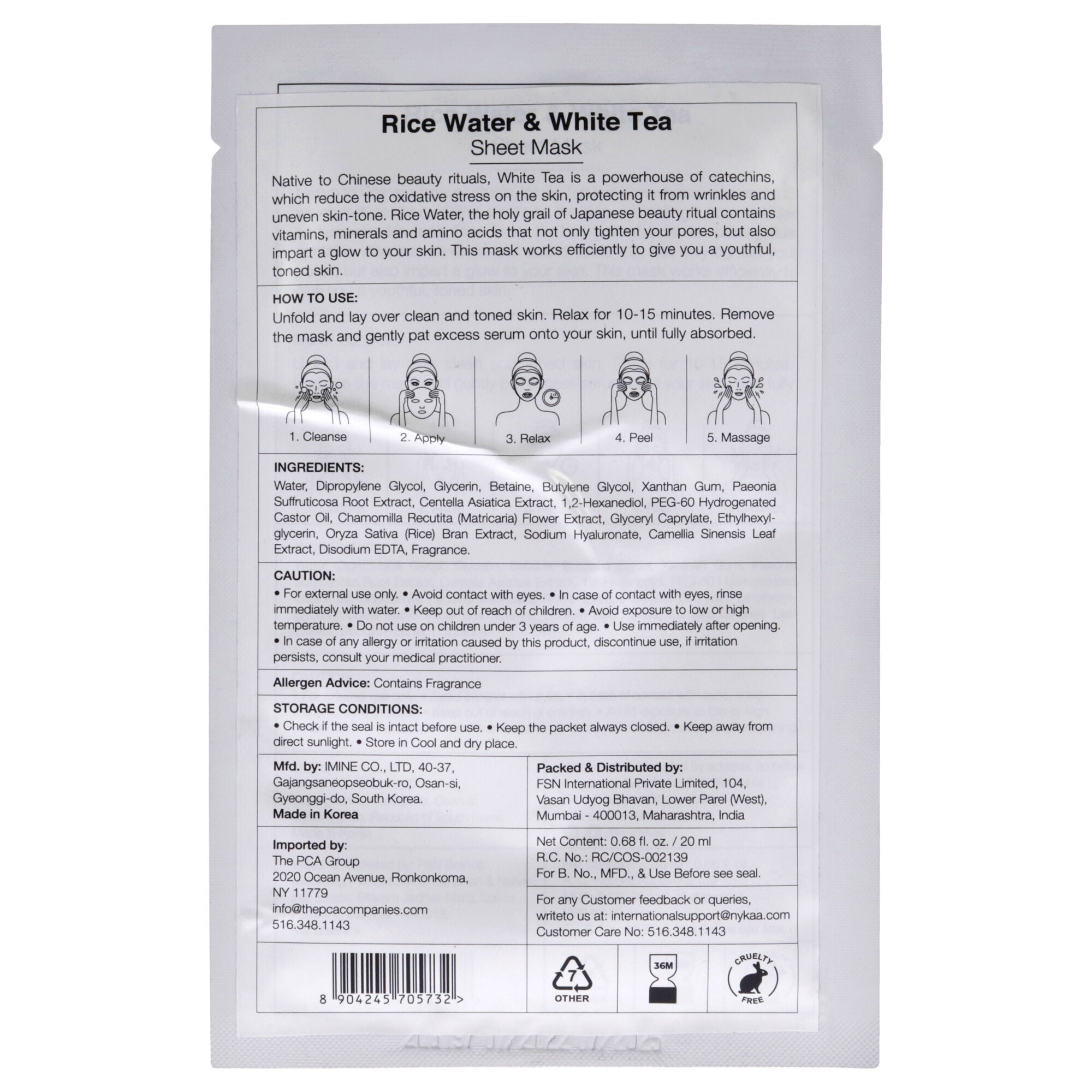 Skin Secrets Sheet Mask - Rice Water and White Tea by Nykaa Naturals for Women - 1 Pc Mask, , alternate image number 4