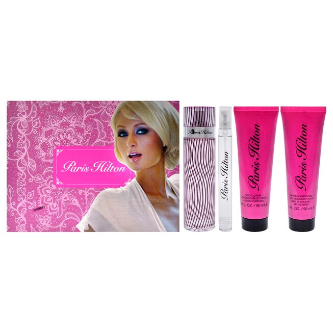 Paris Hilton by Paris Hilton for Women - 4 Pc Gift Set 3.4oz EDP Spray, 0.34oz EDP Spray, 3oz Body Lotion, 3oz Bath and Shower Gel, NA, hi-res image number null