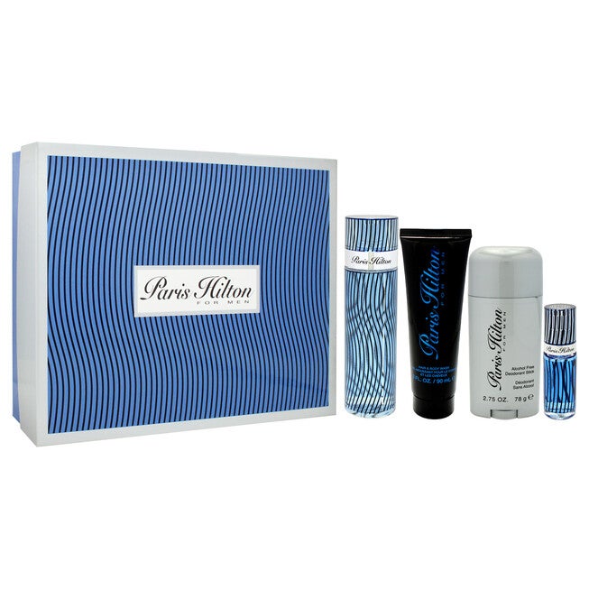 Paris Hilton by Paris Hilton for Men - 4 Pc Gift Set 3.4oz EDT Spray, 3oz Hair and Body Wash, 2.75oz Alcohol Free Deodorant Stick, 0.34oz EDT Spray, See Description, alternate image number 1