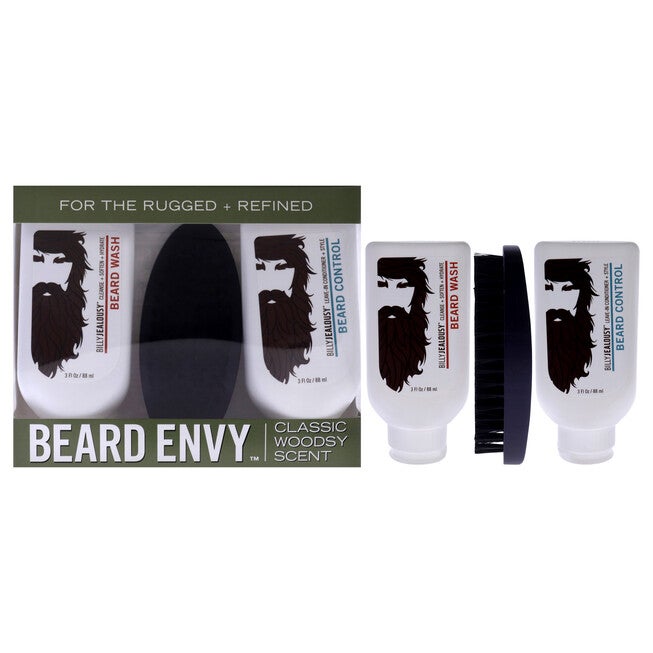 Beard Envy Kit by Billy Jealousy for Men - 3 Pc 3oz Beard Wash, 3oz Beard Control, Brush, NA, hi-res image number null