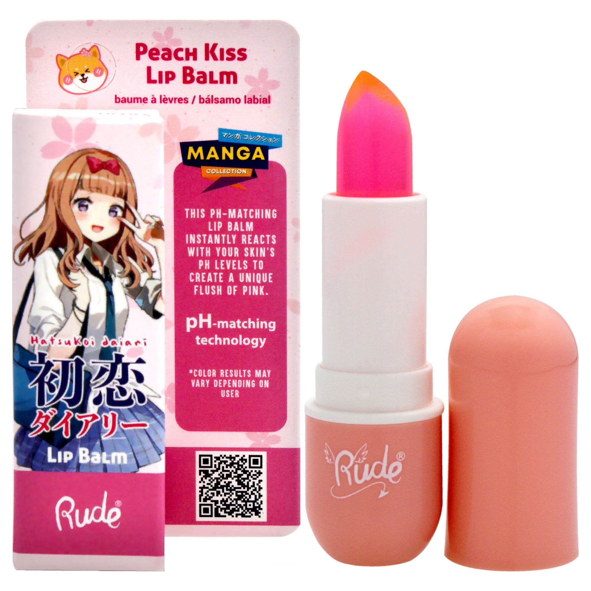 Manga Collection Lip Balm - Peach Kiss by Rude Cosmetics for Women - 0.123 oz Lip Balm, See Description, hi-res image number 0