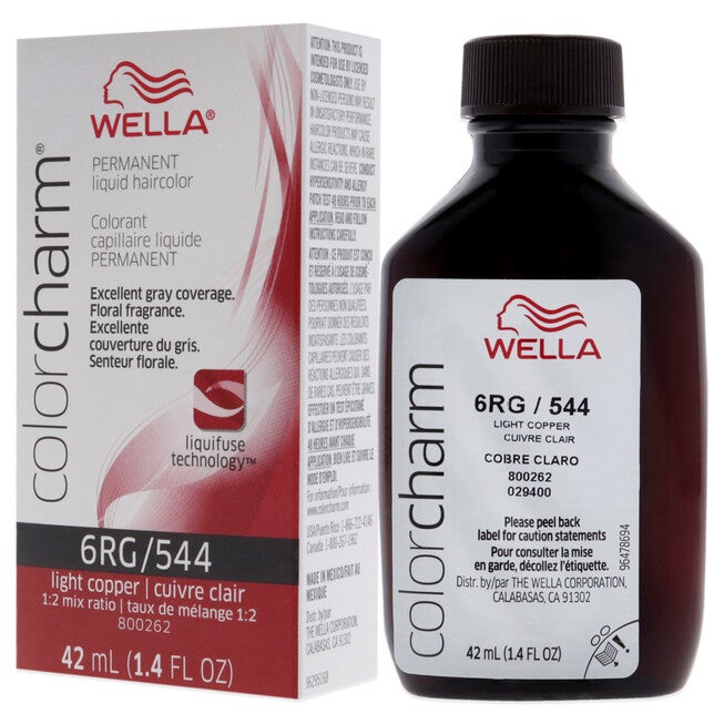 Color Charm Permanent Liquid Hair Color - 544 6RG Light Copper by Wella for Unisex - 1.42 oz Hair Color, See Description, alternate image number null