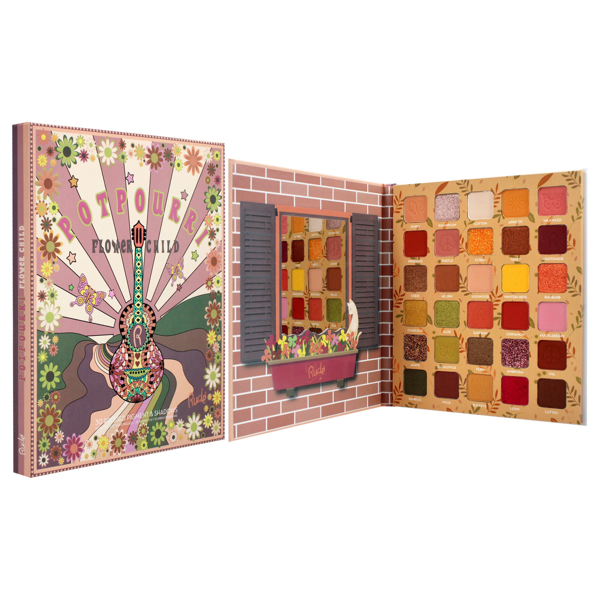 Flower Child 30 Pressed Pigment and Shadows - Potpourri by Rude Cosmetics for Women - 1.058 oz Eye Shadow, See Description, alternate image number 2