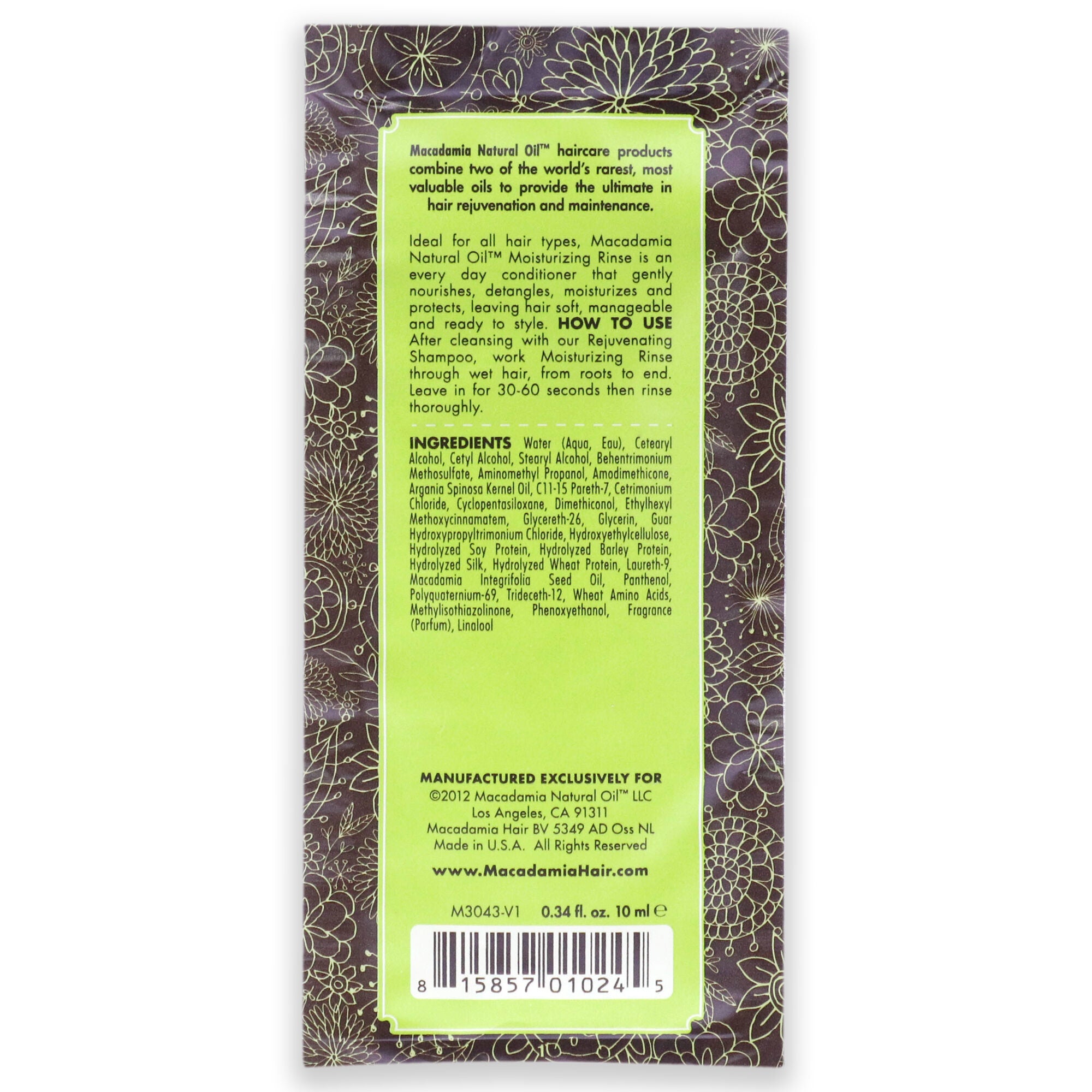 Moisturizing Rinse by Macadamia Oil for Unisex - 10 ml Conditioner, See Description, alternate image number 2