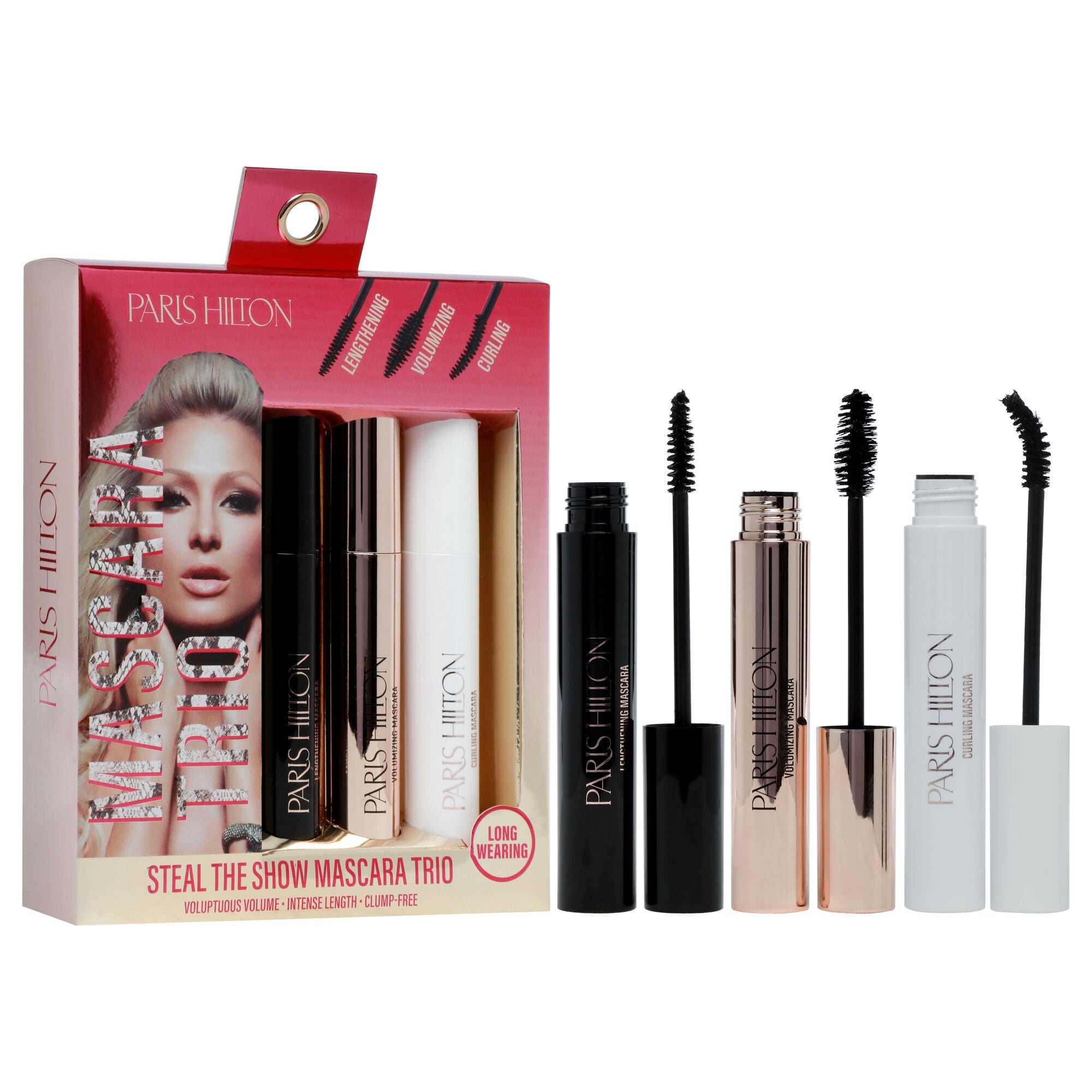 Steal The Show Mascara Trio by Paris Hilton Cosmetics for Women - 3 Pc 0.27oz Lengthening Mascara, 0.27oz Volumizing Mascara, 0.27oz Curling Mascara, See Description, alternate image number 1