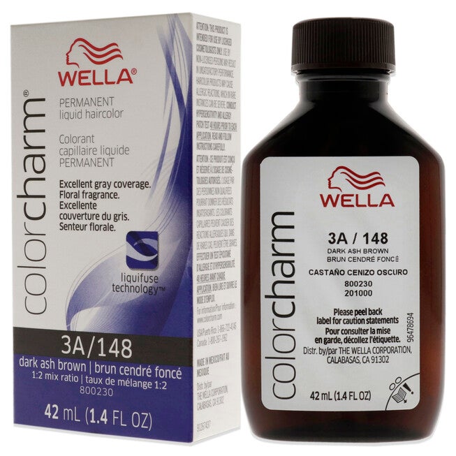 Color Charm Permanent Liquid Hair Color - 148 3A Dark Ash Brown by Wella for Unisex - 1.42 oz Hair Color, NA, alternate image number null