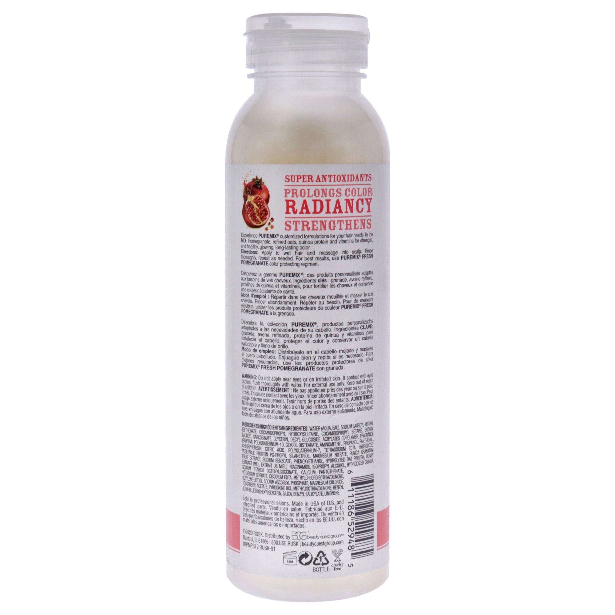 Puremix Fresh Pomegranate Color Protecting Shampoo by Rusk for Unisex - 12 oz Shampoo, , alternate image number 2