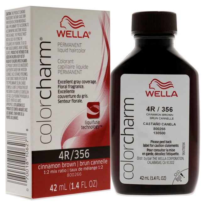 Color Charm Permanent Liquid Haircolor - 356 4R Cinnamon Brown by Wella for Unisex - 1.4 oz Hair Color, , alternate image number null