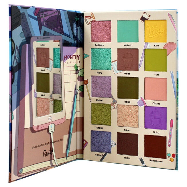 Manga Collection Pressed Pigments and Shadows Palette - Attitude Academia by Rude Cosmetics for Women - 0.77 oz Palette, , alternate image number null