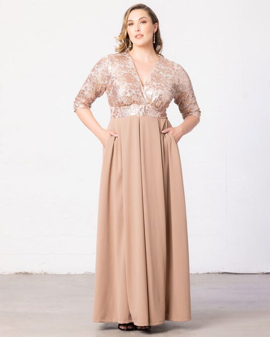 Paris Pleated Sequin Gown, , alternate image number null