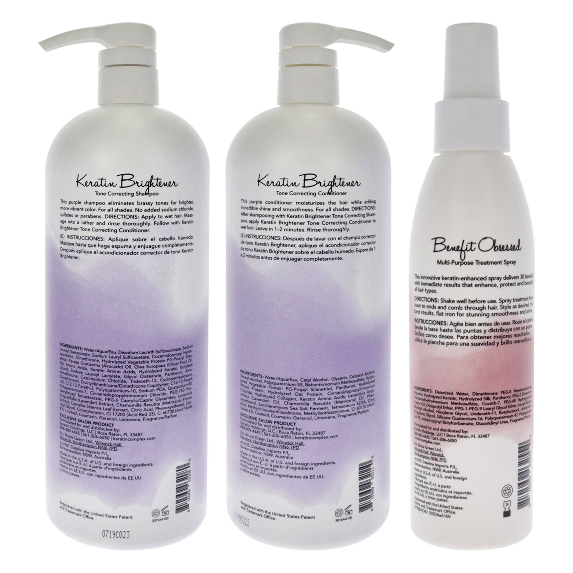 Keratin Brightener Kit by Keratin Perfect for Unisex - 3 Pc 32 oz Shampoo, 32oz Conditioner, 5.7oz Benefit Obsessed Treatment, See Description, alternate image number 1