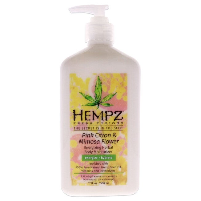 Fresh Fusions Pink Citron and Mimosa Flower Energizing Herbal Body Moisturizer by Hempz for Unisex - 17 oz Moisturizer, , alternate image number null