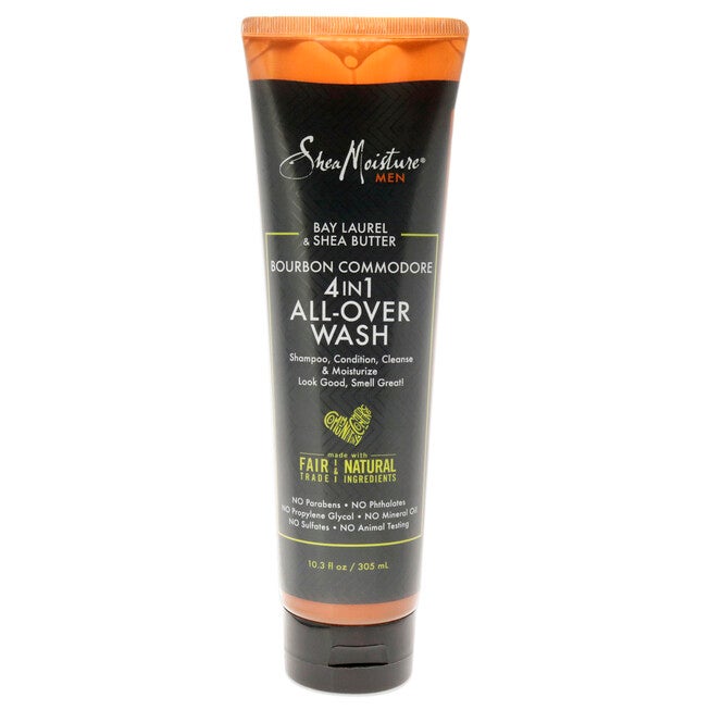Bay Laurel and Shea Butter Bourbon Commodore 4-In-1 All-Over-Wash by Shea Moisture for Unisex - 10.3 oz Body Wash, NA, hi-res image number null