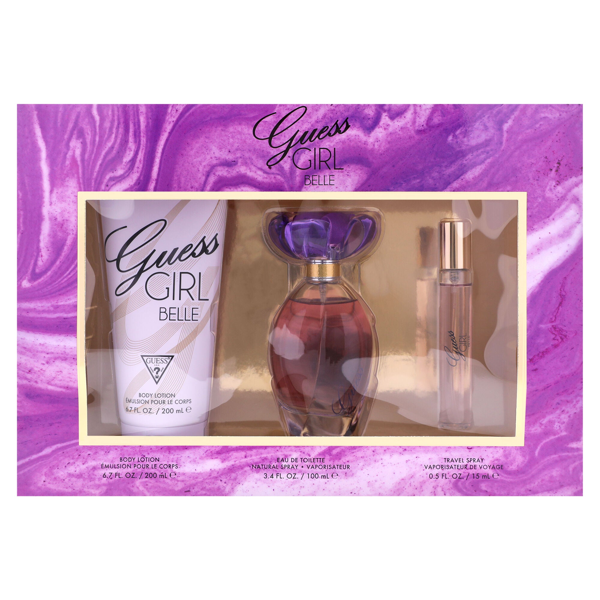Guess Girl Belle by Guess for Women - 3 Pc Gift Set 3.4oz EDT Spray , 0.5oz EDT Travel Spray, 6.7oz Body Lotion, Clear, alternate image number 3