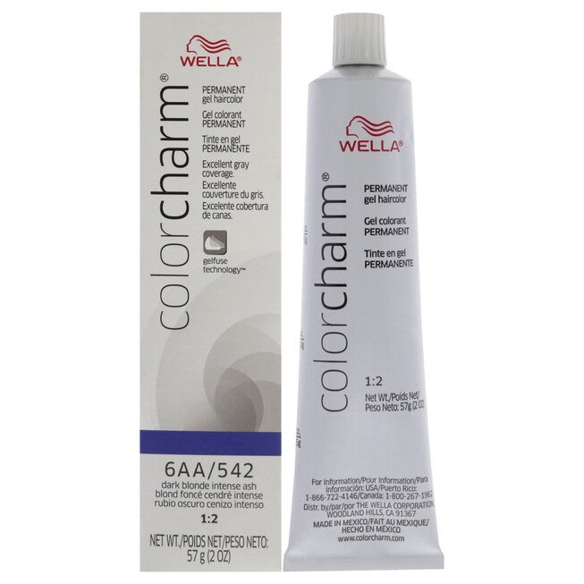 Color Charm Permanent Hair Color Gel - 6AA 542 Dark Blonde Intense Ash by Wella for Unisex - 2 oz Hair Color, NA, hi-res image number null