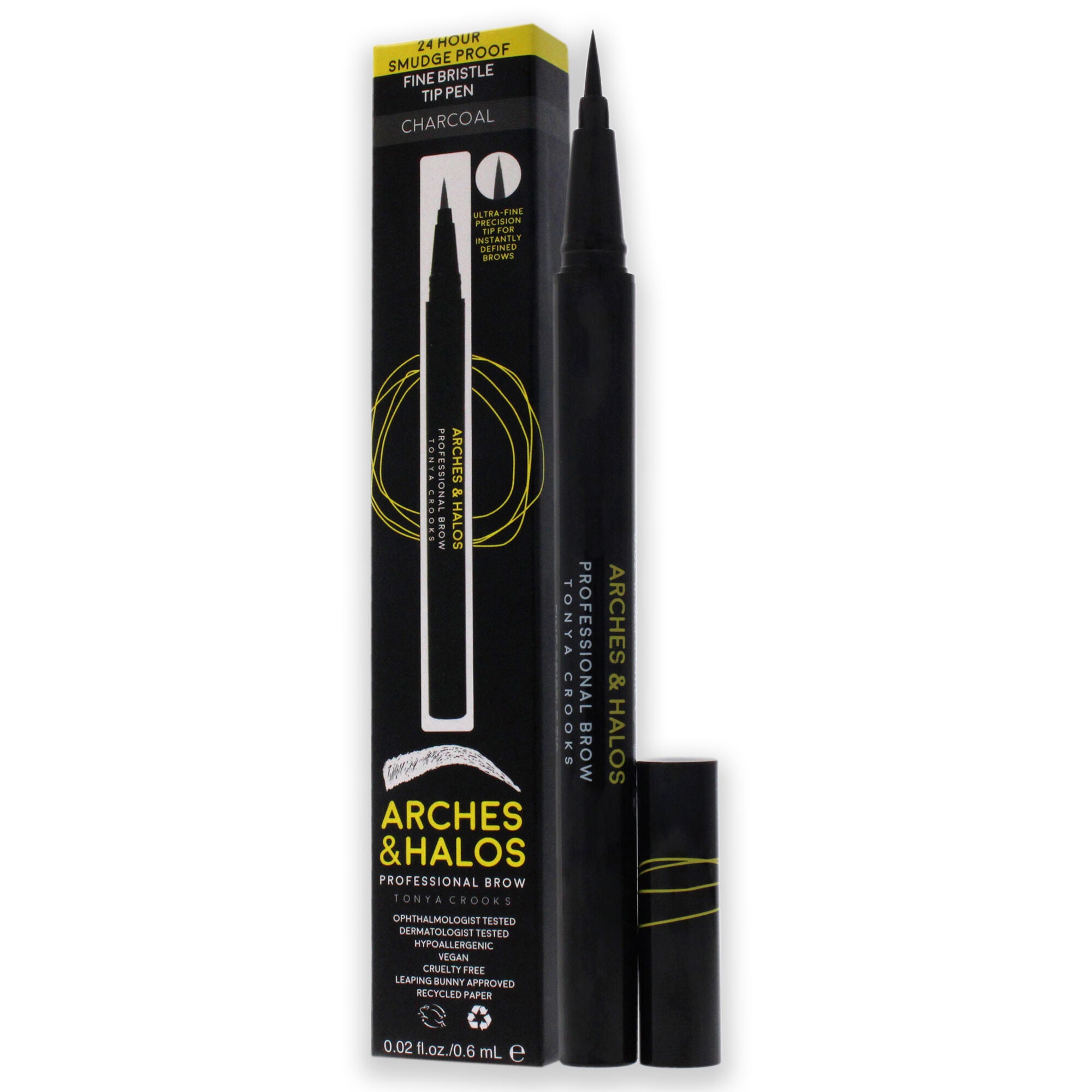Fine Bristle Tip Pen - Charcoal by Arches and Halos for Women - 0.02 oz Eyebrow Pen, , alternate image number 7
