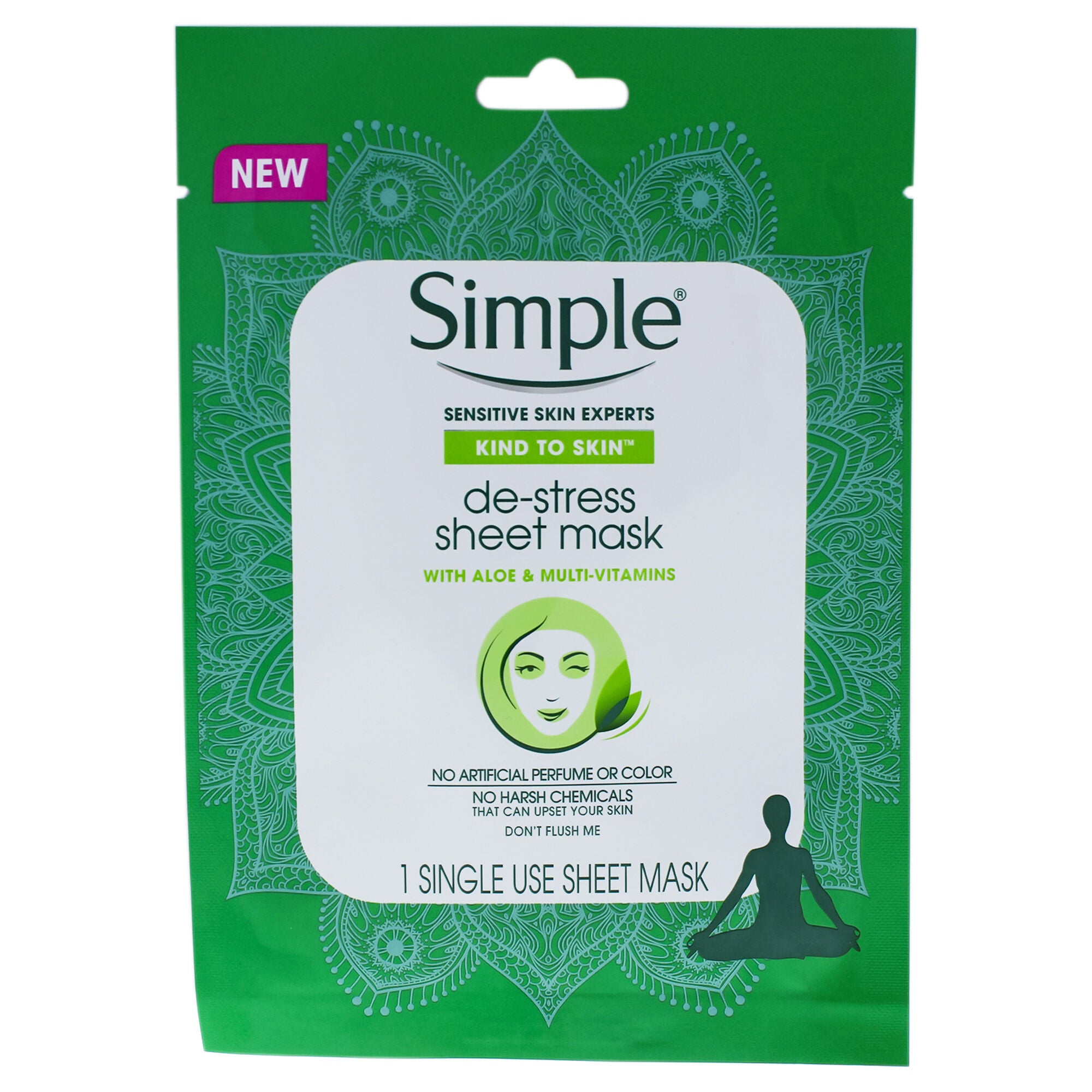 Kind to Skin De-Stress Sheet Mask by Simple for Women - 1 Pc Mask, , alternate image number 3