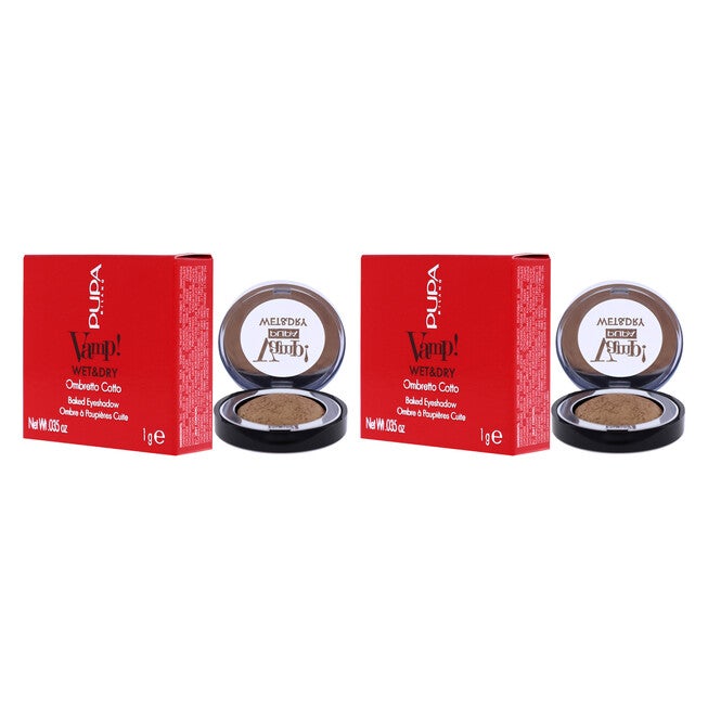 Vamp! Wet and Dry Baked Eyeshadow - 101 Precious Gold by Pupa Milano for Women - 0.035 oz Eye Shadow - Pack of 2, , alternate image number null