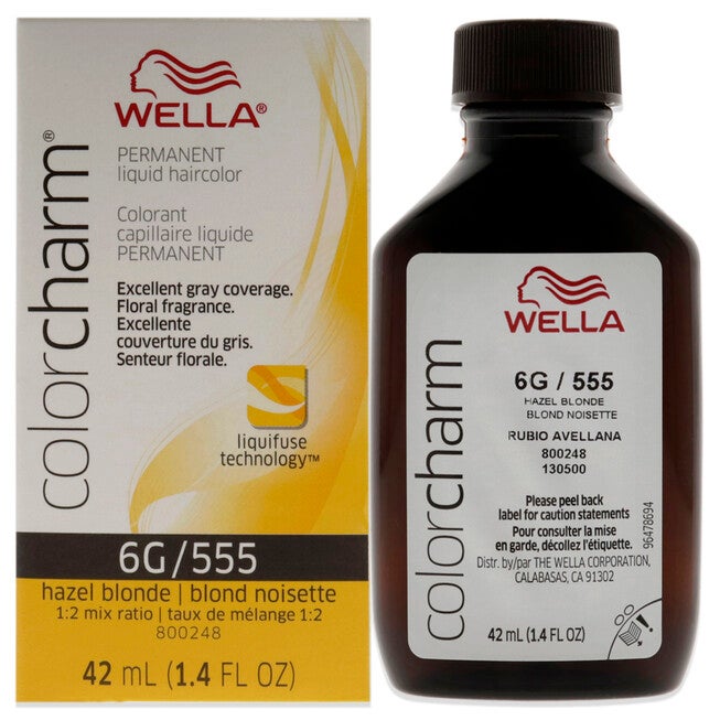 Color Charm Permanent Liquid Hair Color - 555 6G Hazel Blonde by Wella for Unisex - 1.42 oz Hair Color, NA, hi-res image number null