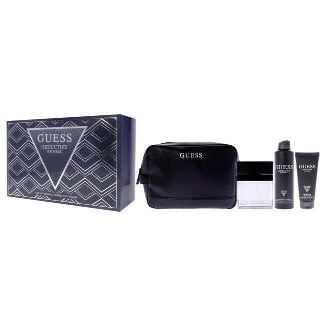 Seductive Homme by Guess for Men - 4 Pc Gift Set 3.4oz EDT Spray, 6oz Deodorant Body Spray, 3.4oz Shower Gel, Pouch, , alternate image number null