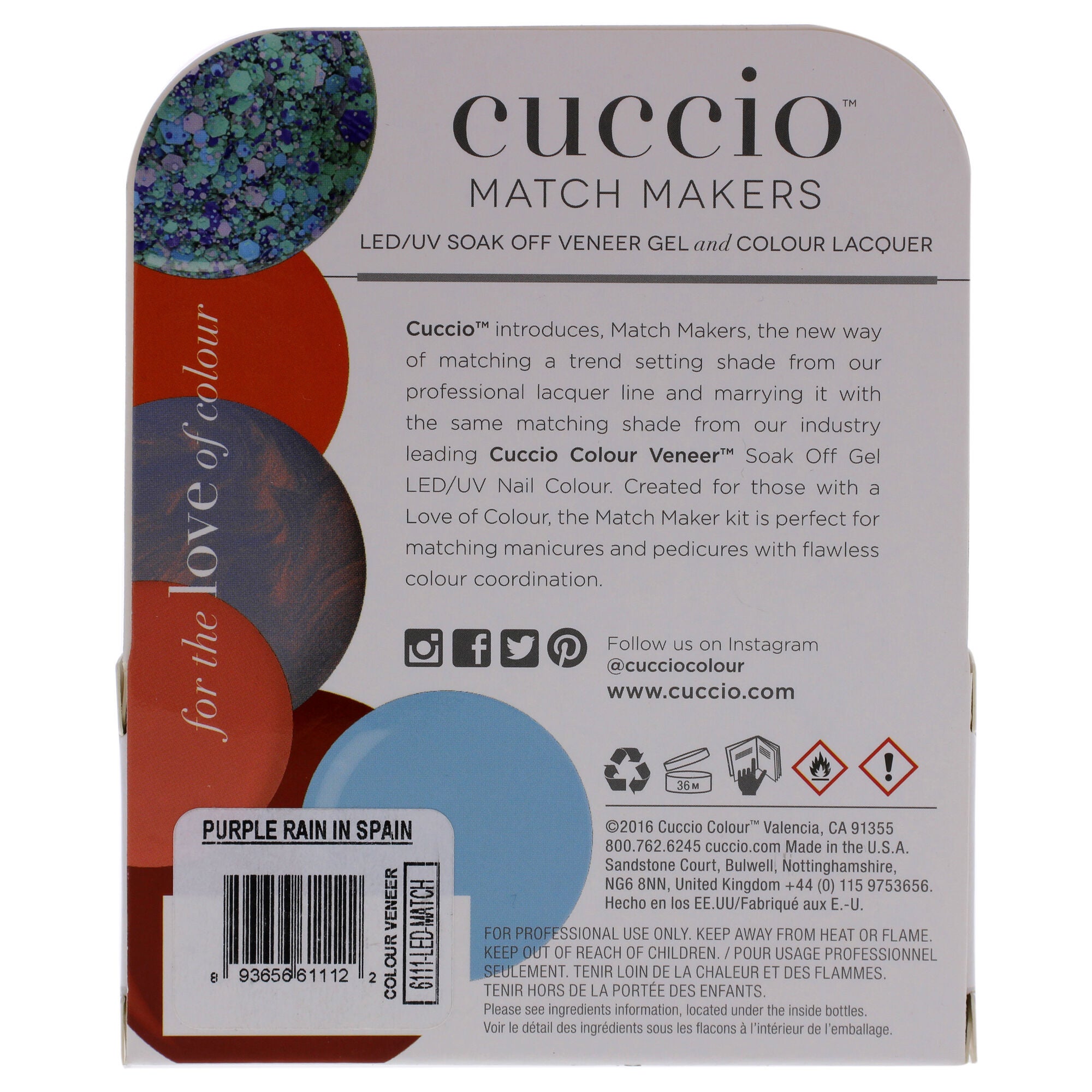 Match Makers Set - Purple Rain In Spain by Cuccio Colour for Women - 2 Pc 0.44oz Veneer Soak Of Gel Nail Polish, 0.43oz Colour Nail Polish, See Description, alternate image number 1