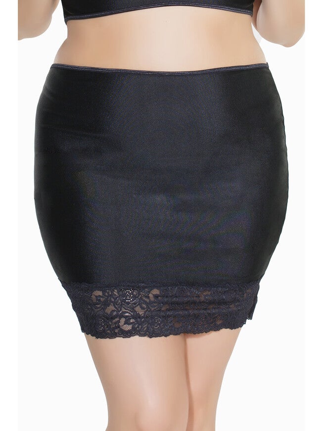 High Waisted Silicone Lace Skirt, Black, hi-res image number null