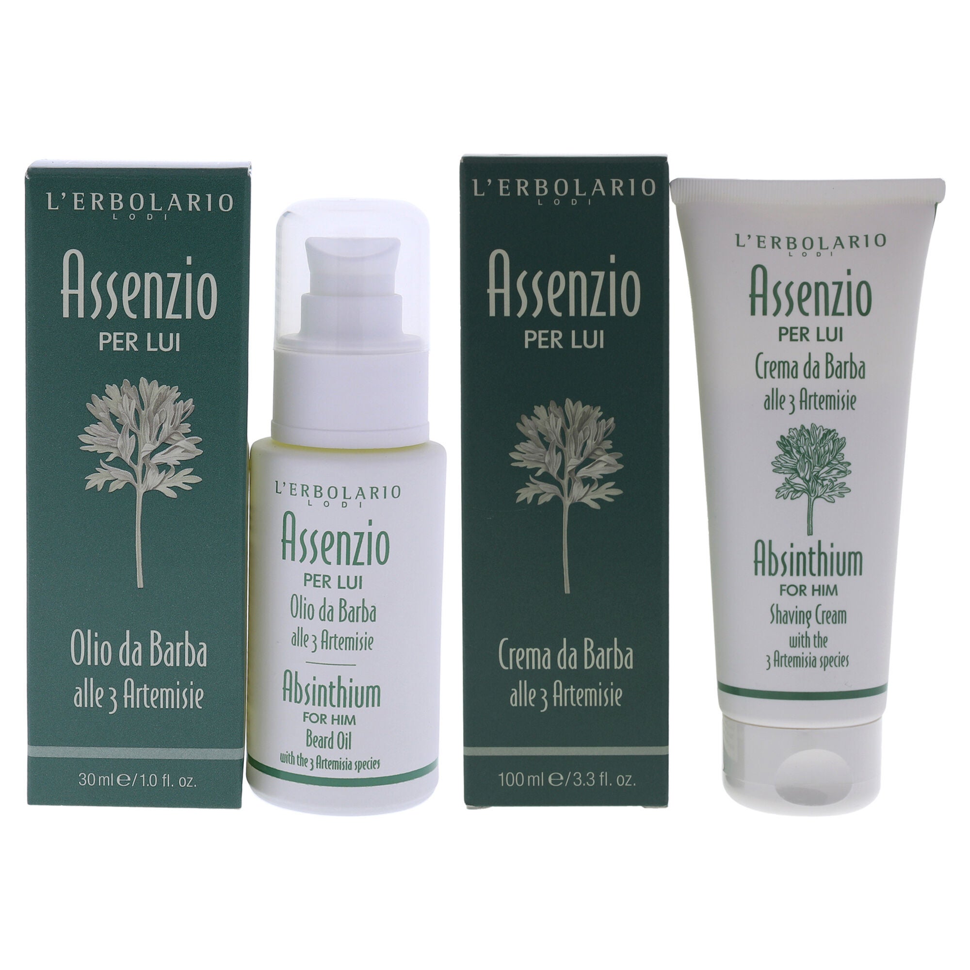 Absinthium Kit by LErbolario for Men - 2 Pc Kit 3.3oz Shave Cream, 1oz Beard Oil, See Description, hi-res image number 0