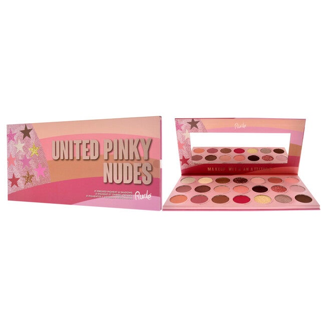 United Pinky Nudes - 21 Pressed Pigment and Shadows Palette by Rude Cosmetics for Women - 0.74 oz Eye Shadow, NA, alternate image number null