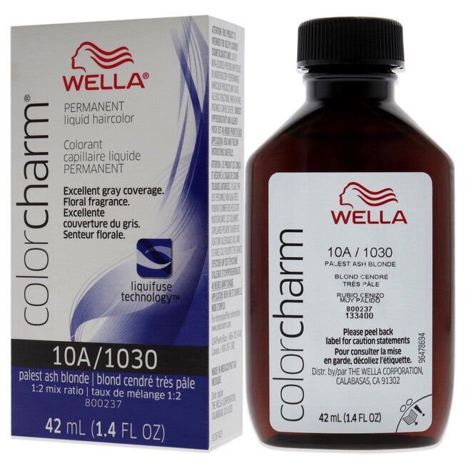 Color Charm Permanent Liquid Hair Color - 1030 10A Palest Ash Blonde by Wella for Unisex - 1.42 oz Hair Color, NA, alternate image number null
