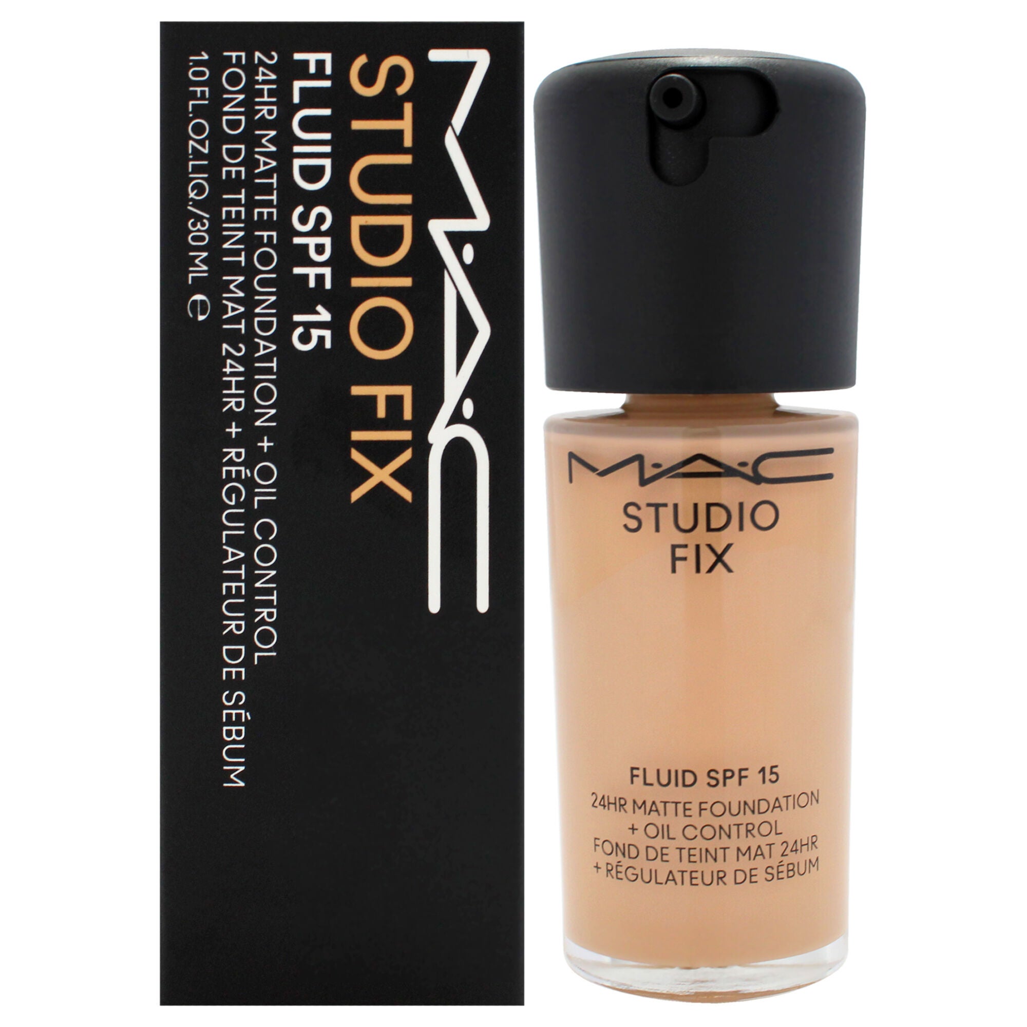 Studio Fix Fluid SPF 15 24HR Matte Foundation Plus Oil Control - NC37 Medium Beige With Neutral Undertone by MAC for Women - 1 oz Foundation, Beige, hi-res image number 0