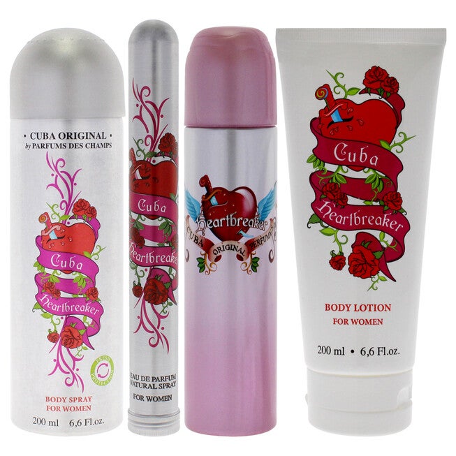 Cuba Heartbreaker by Cuba for Women - 4 Pc Gift Set 3.3oz EDP Spray, 1.7oz EDP Spray, 6.6oz Body Spray, 6.6oz Body Splash, NA, alternate image number null