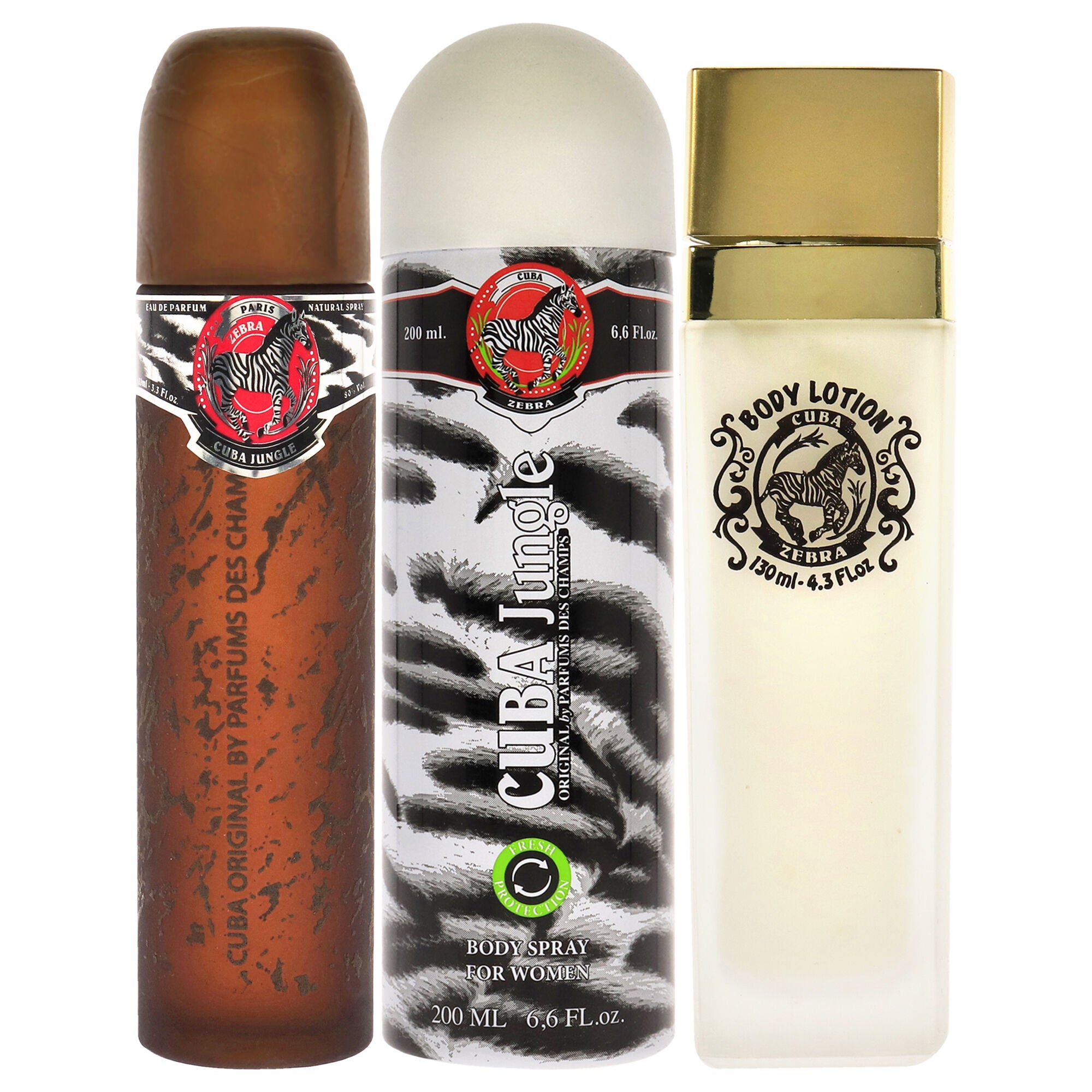 Cuba Jungle Zebra by Cuba for Women - 3 Pc Gift Set 3.3oz EDP Spray, 6.7oz Deodorant Body Spray, 4.3oz Body Lotion, See Description, alternate image number 1