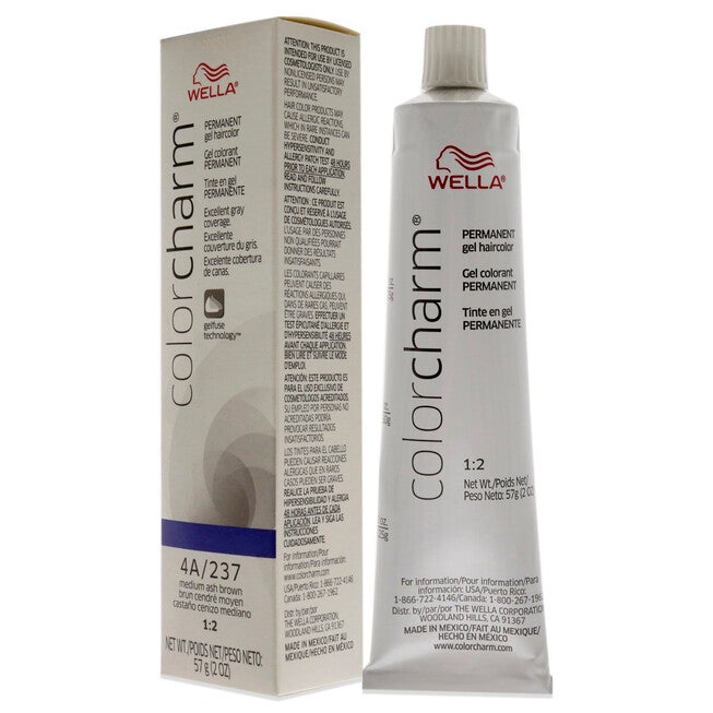 Color Charm Permanent Hair Color Gel - 237 4A Medium Ash Brown by Wella for Unisex - 2 oz Hair Color, NA, alternate image number null