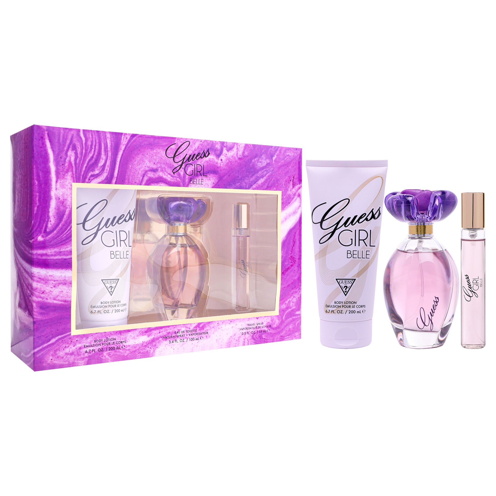 Guess Girl Belle by Guess for Women - 3 Pc Gift Set 3.4oz EDT Spray , 0.5oz EDT Travel Spray, 6.7oz Body Lotion, Clear, alternate image number 1