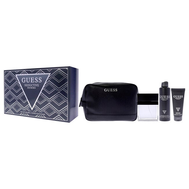 Seductive Homme by Guess for Men - 4 Pc Gift Set 3.4oz EDT Spray, 6oz Deodorant Body Spray, 3.4oz Shower Gel, Pouch, NA, alternate image number null