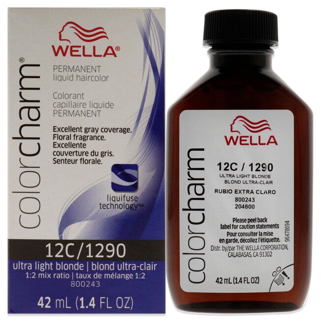 Color Charm Permanent Liquid Hair Color - 1290 12C Ultra Light Blonde by Wella for Unisex - 1.42 oz Hair Color, NA, hi-res image number null